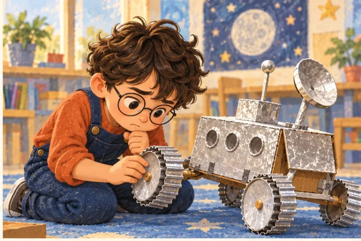 Illustrated scene 2 from Ollie’s Wobbly Wheel.