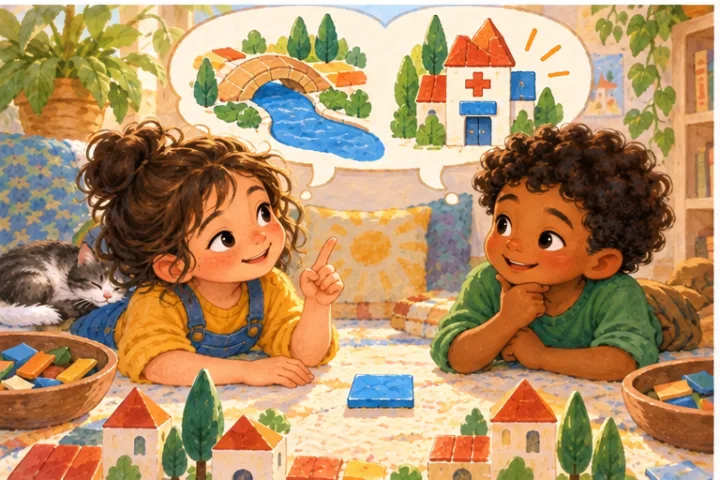 Illustrated scene 3 from Pepper and the Last Blue Tile.