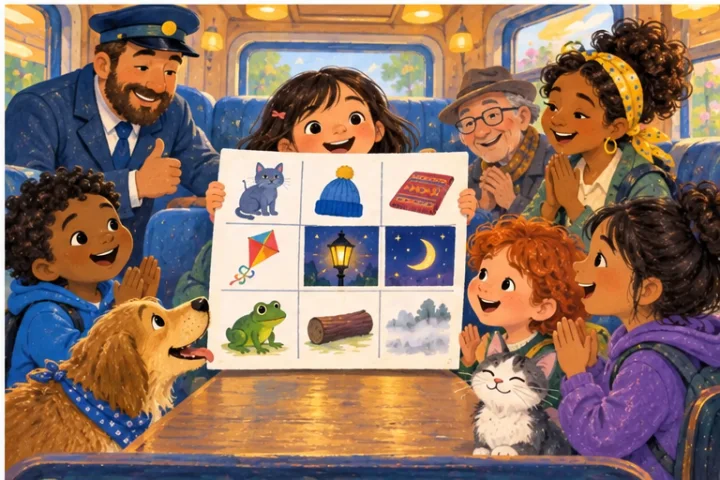Illustrated scene 4 from Rhyme Time on Line Nine.