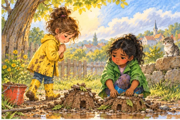Illustrated scene 2 from The Apology with Boots On.