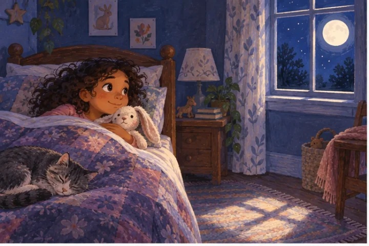 Illustrated scene 1 from The Moon Kept One Window.