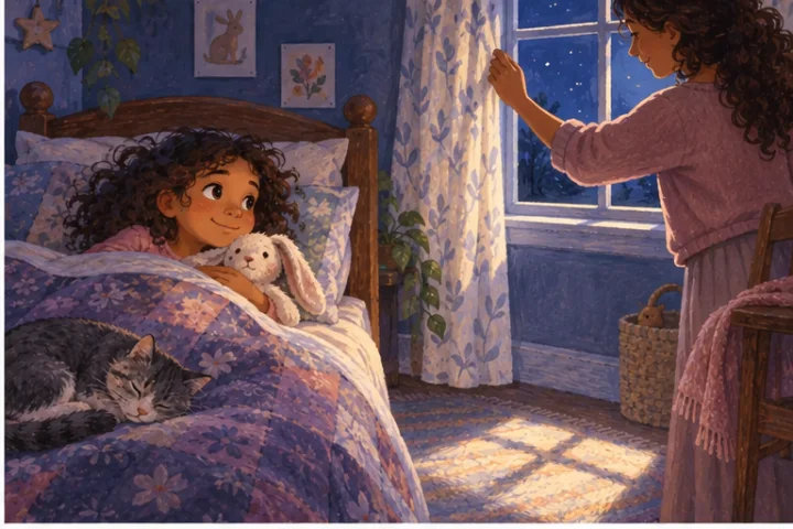 Illustrated scene 2 from The Moon Kept One Window.