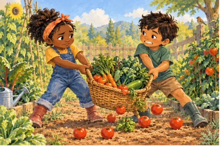 Illustrated scene 1 from The Two-Handle Basket.