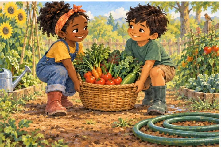 Illustrated scene 3 from The Two-Handle Basket.