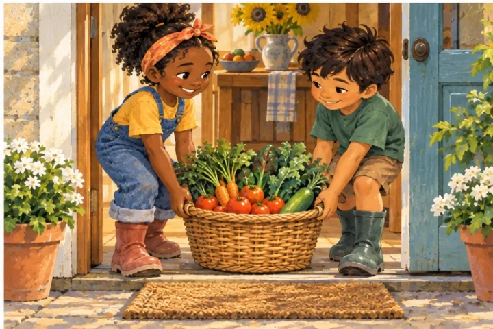 Illustrated scene 4 from The Two-Handle Basket.